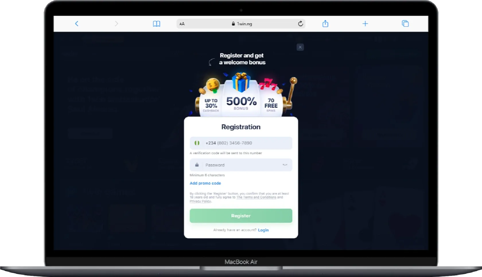 1Win Registration