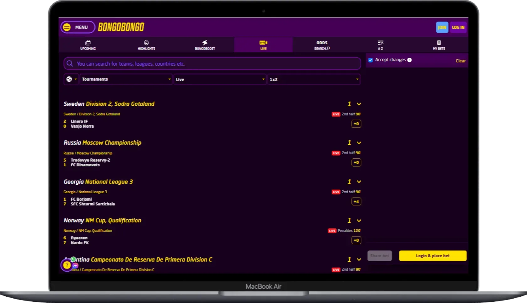 Bongobongo Live Betting