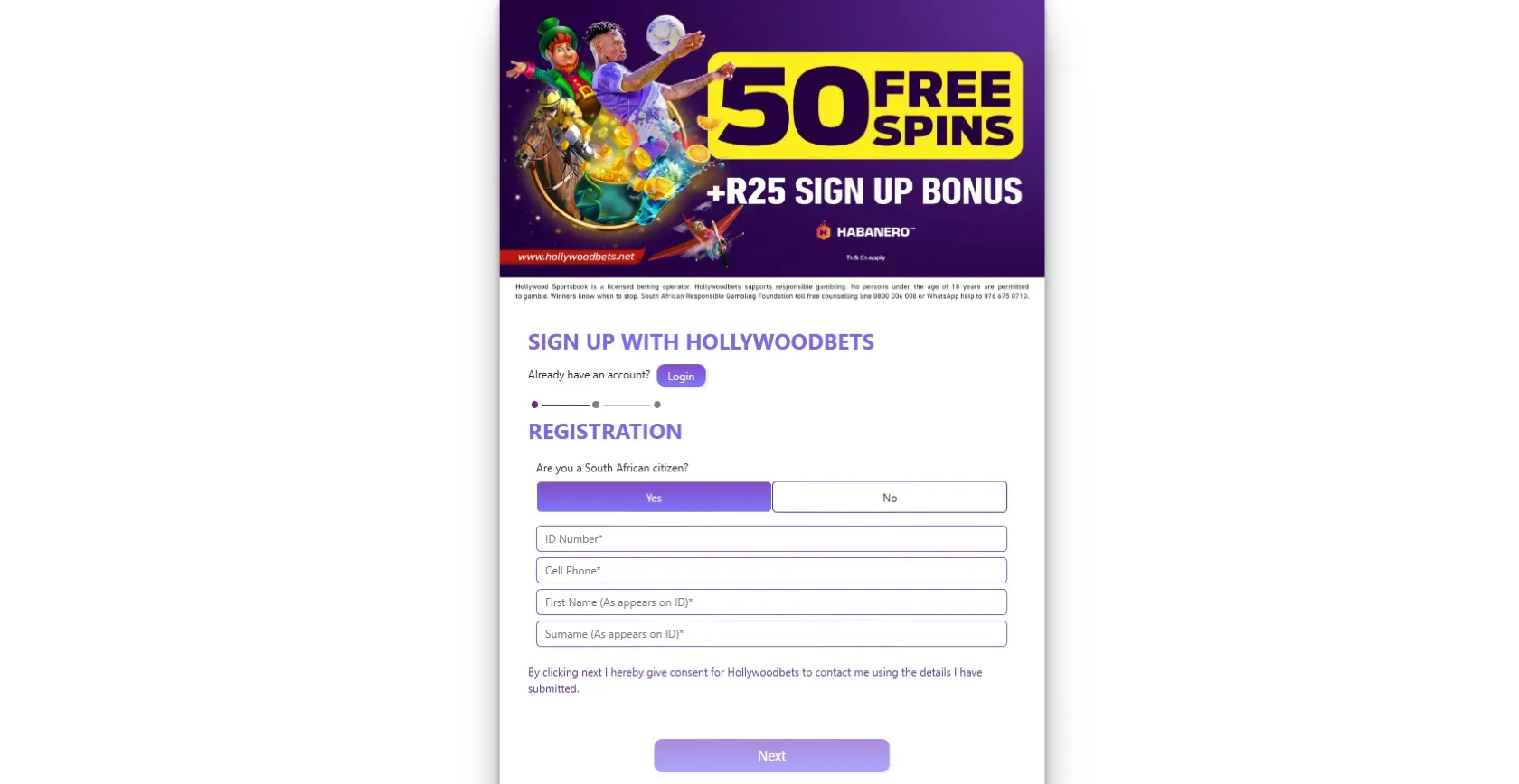 Hollywoodbets Registration