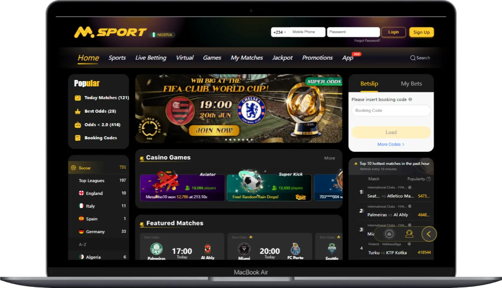 MSport Website Interface Design