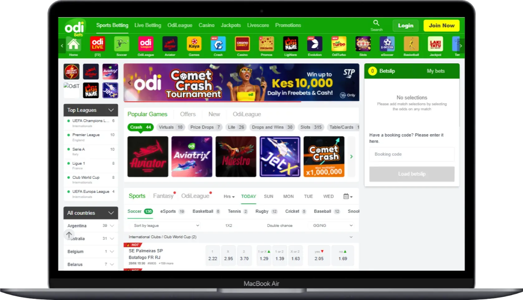 Odibets Website Interface Design
