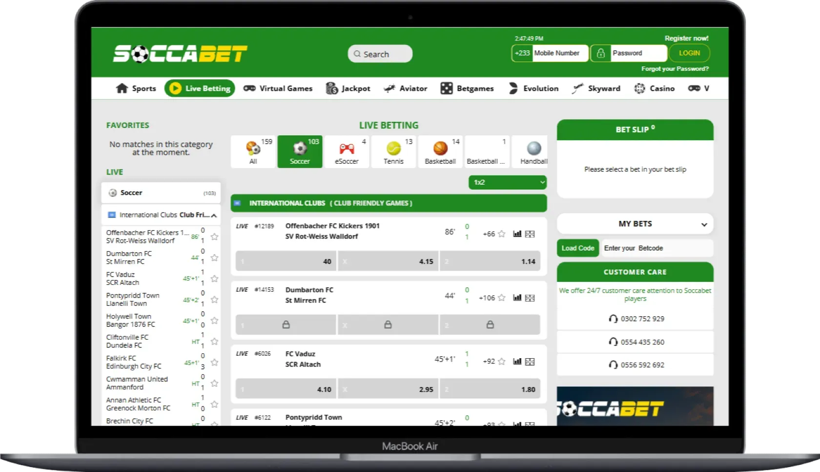 Soccabet Live Betting