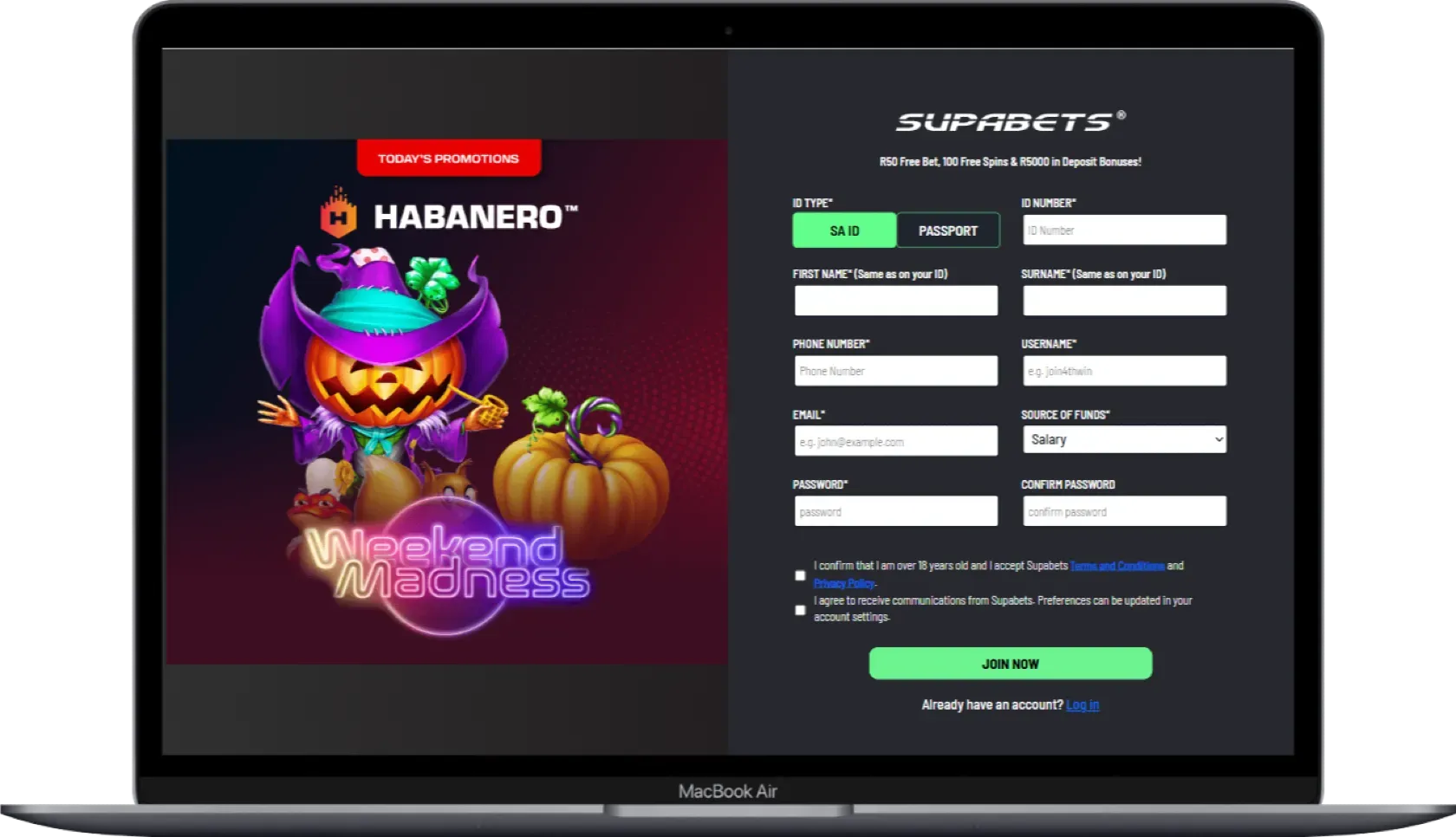 Supabets Registration