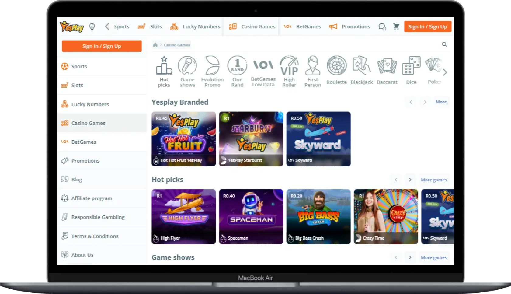 YesPlay Casino Games