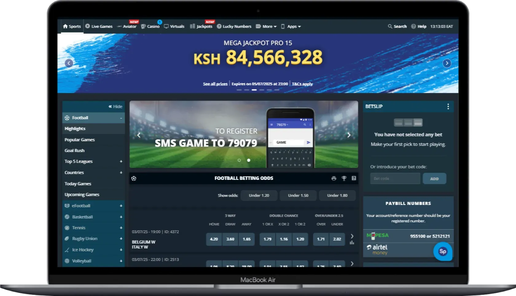 SportPesa Interface Design