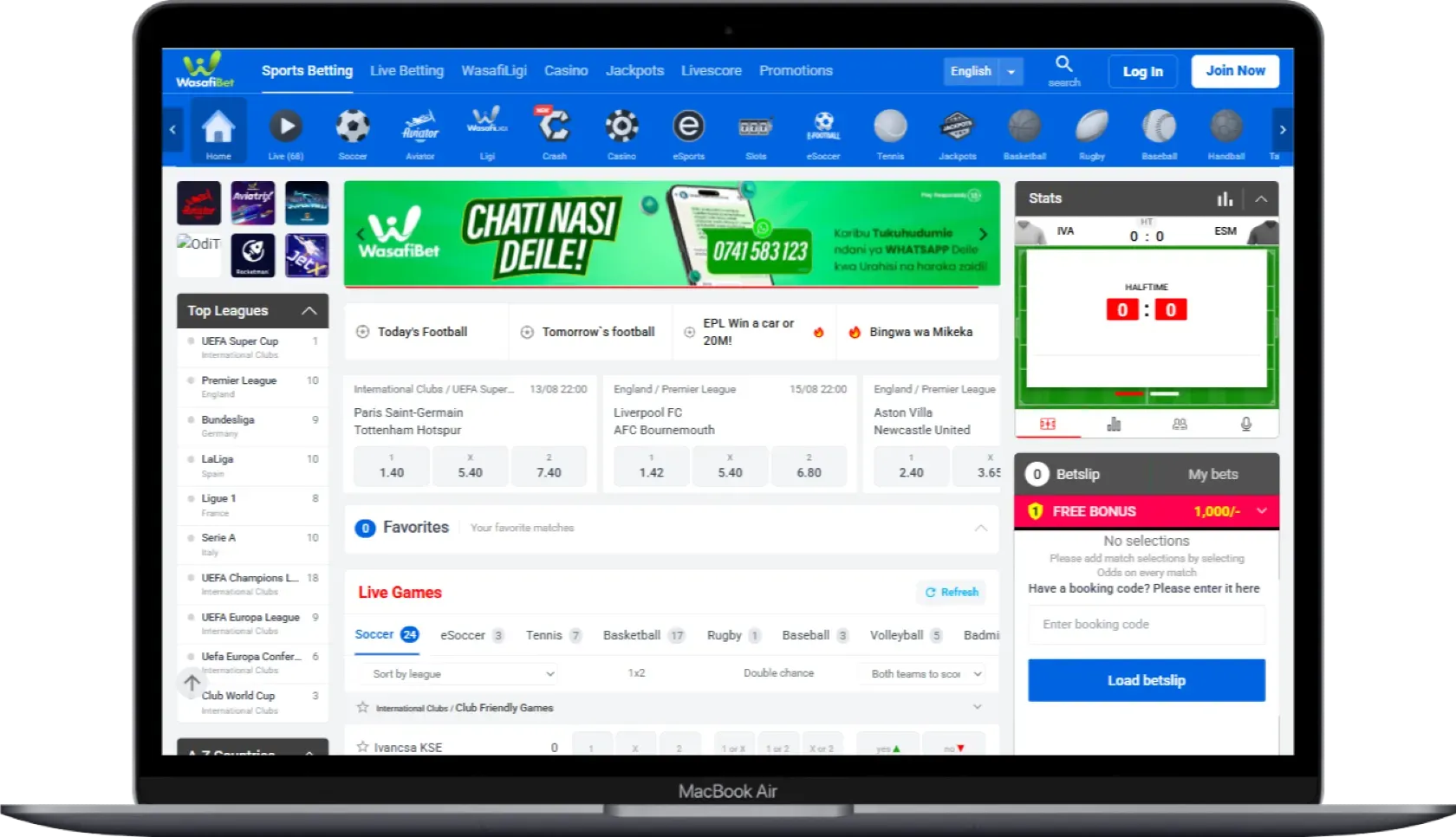 WasafiBet Interface Design