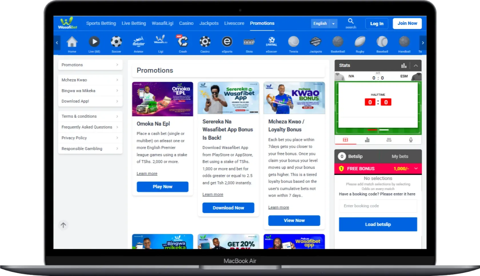WasafiBet App Bonus