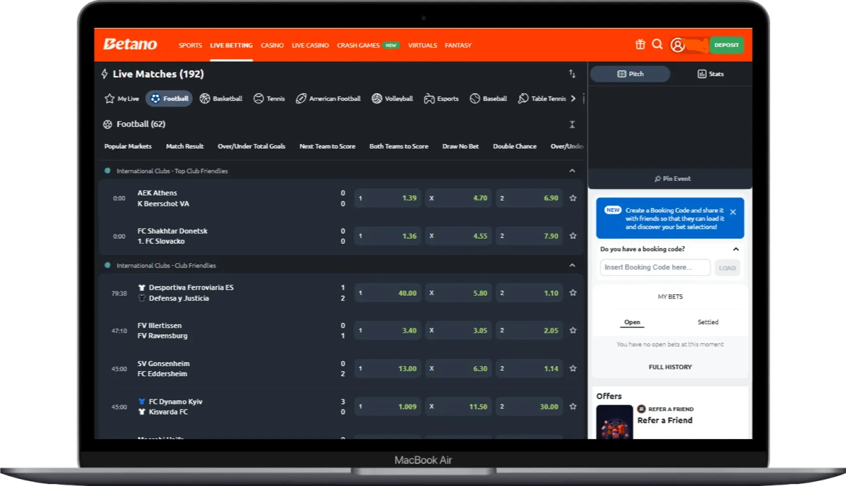 Betano Live Betting