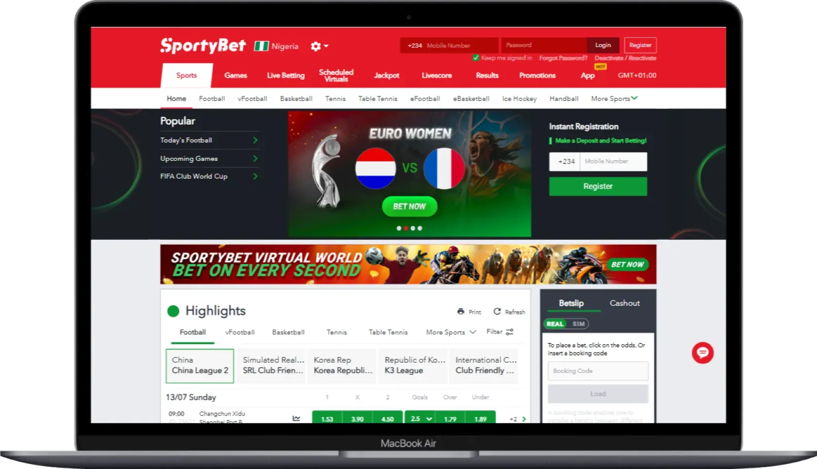 SportyBet Website Interface Design