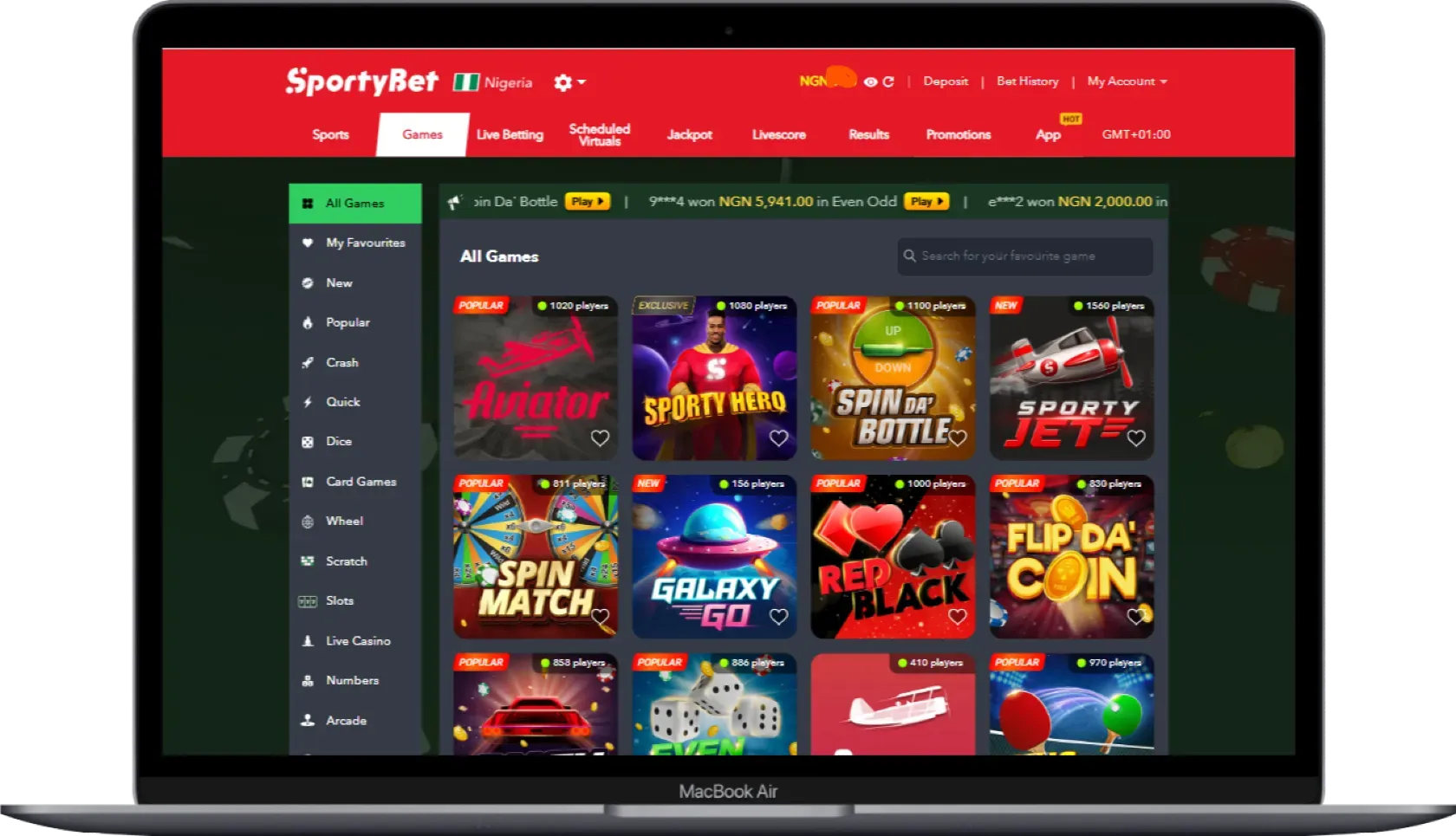 SportyBet Casino Games