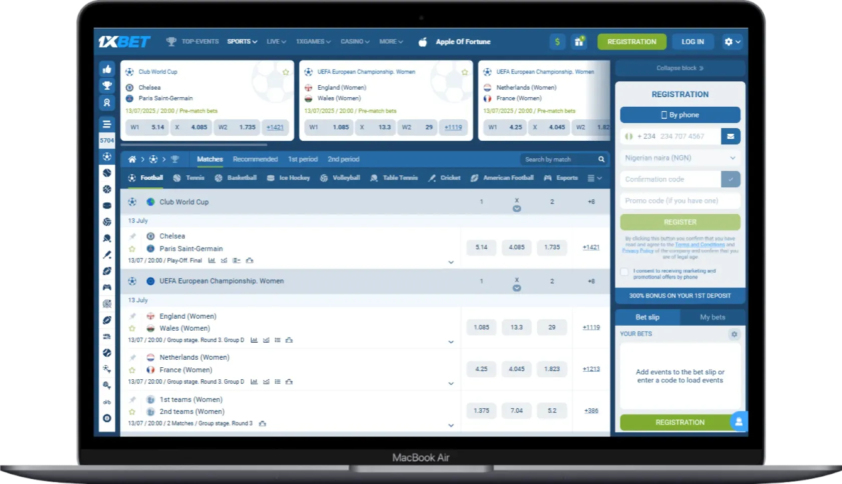 1xBet Football Betting