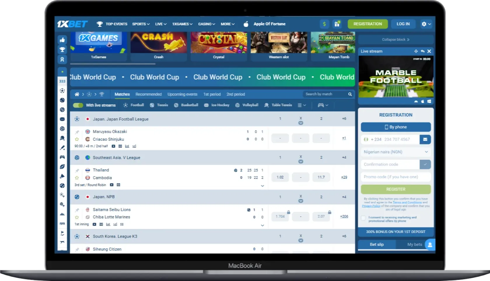1xBet Live Betting