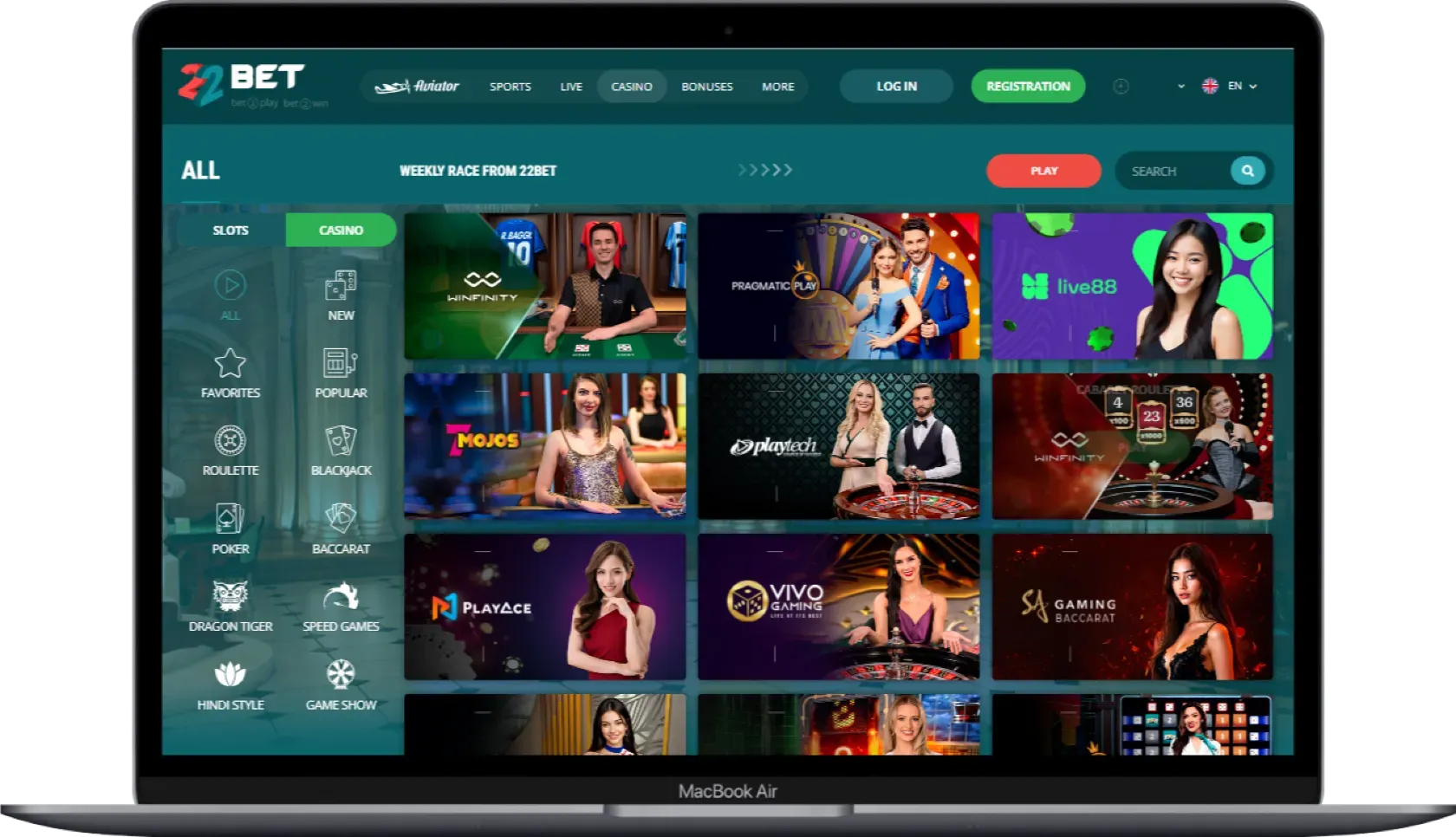 22Bet Casino Games