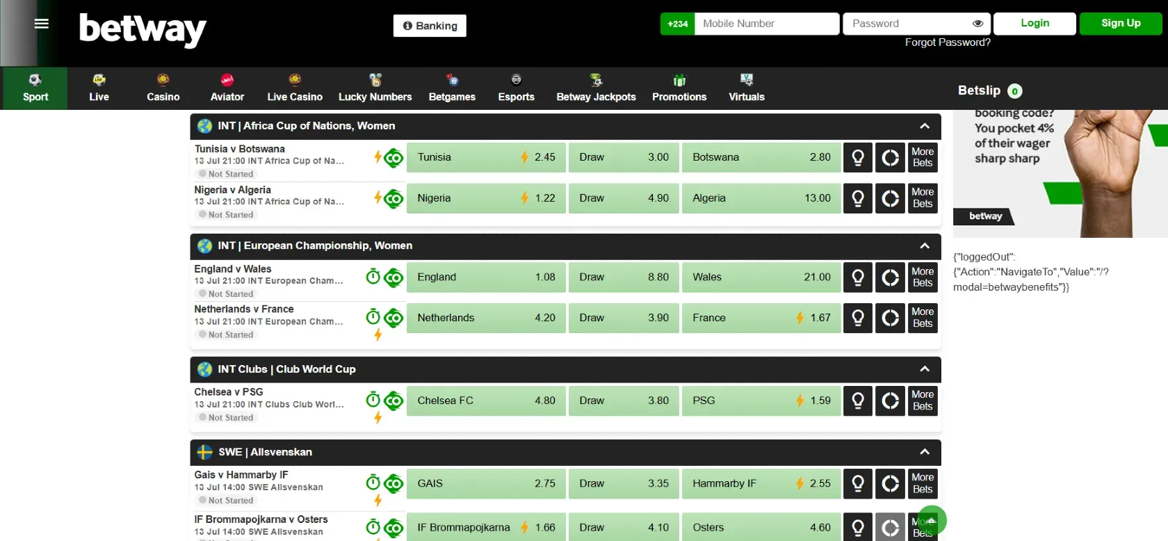 Football Betting on Betway Africa