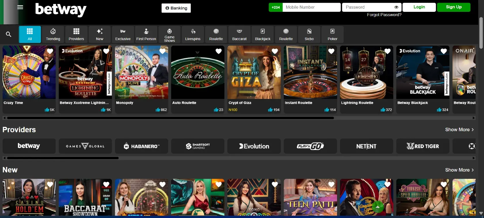 Betway Casino Games