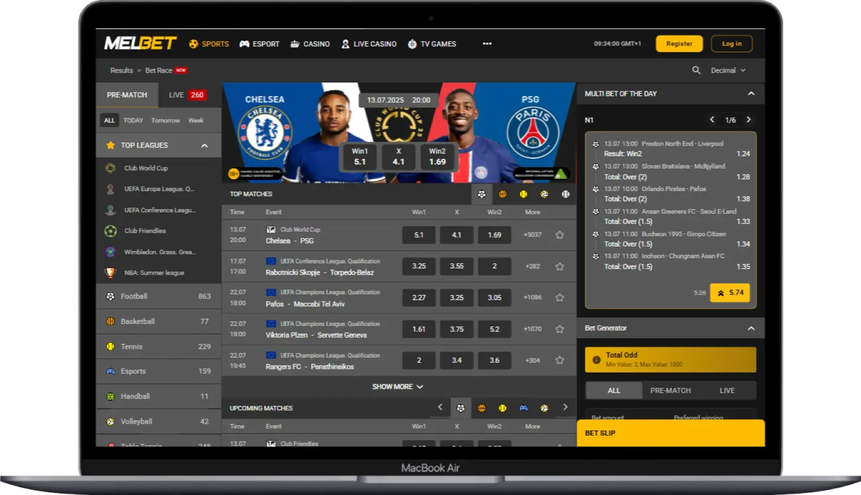 Melbet Interface Design