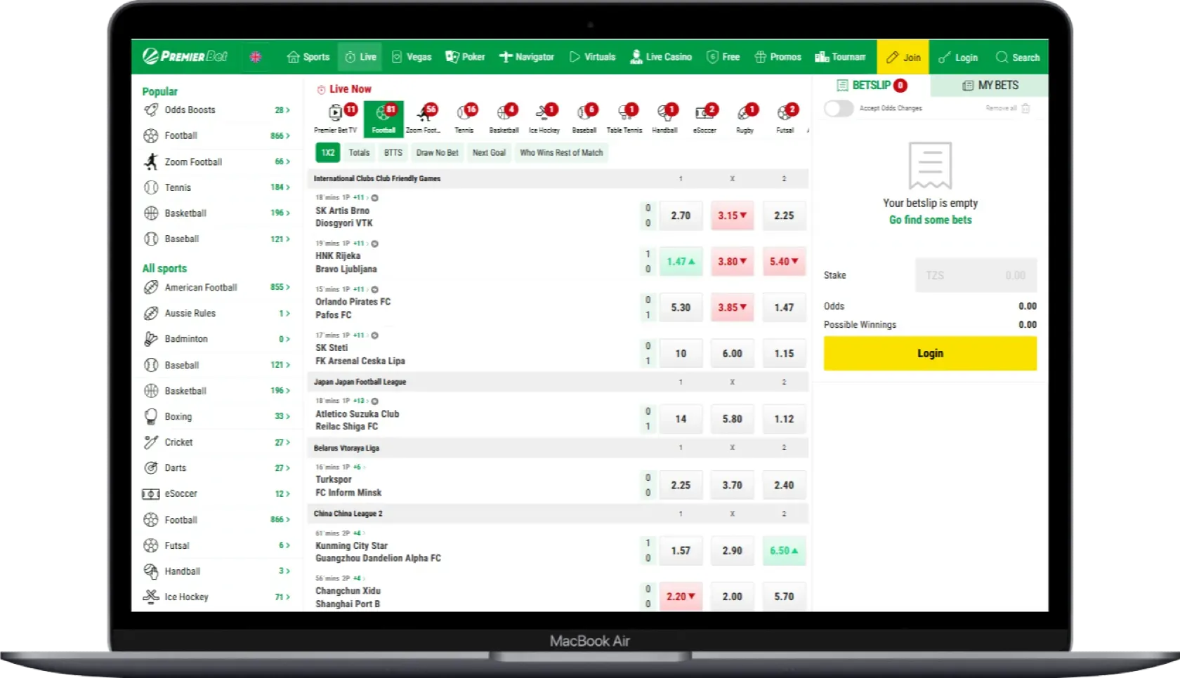 Premier Bet Live Betting