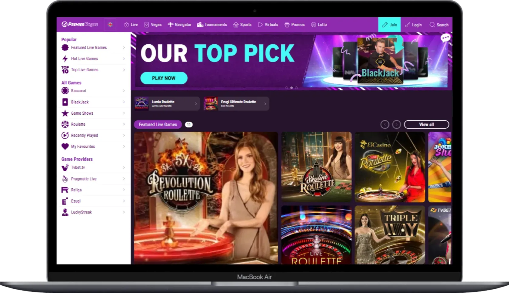 Premier Bet Casino Games