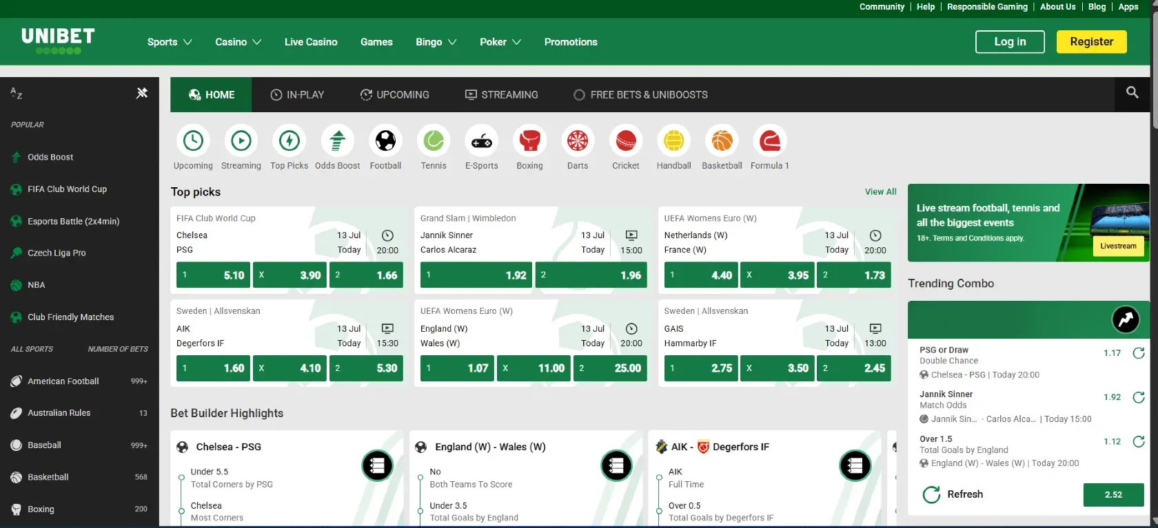 Unibet Football Betting