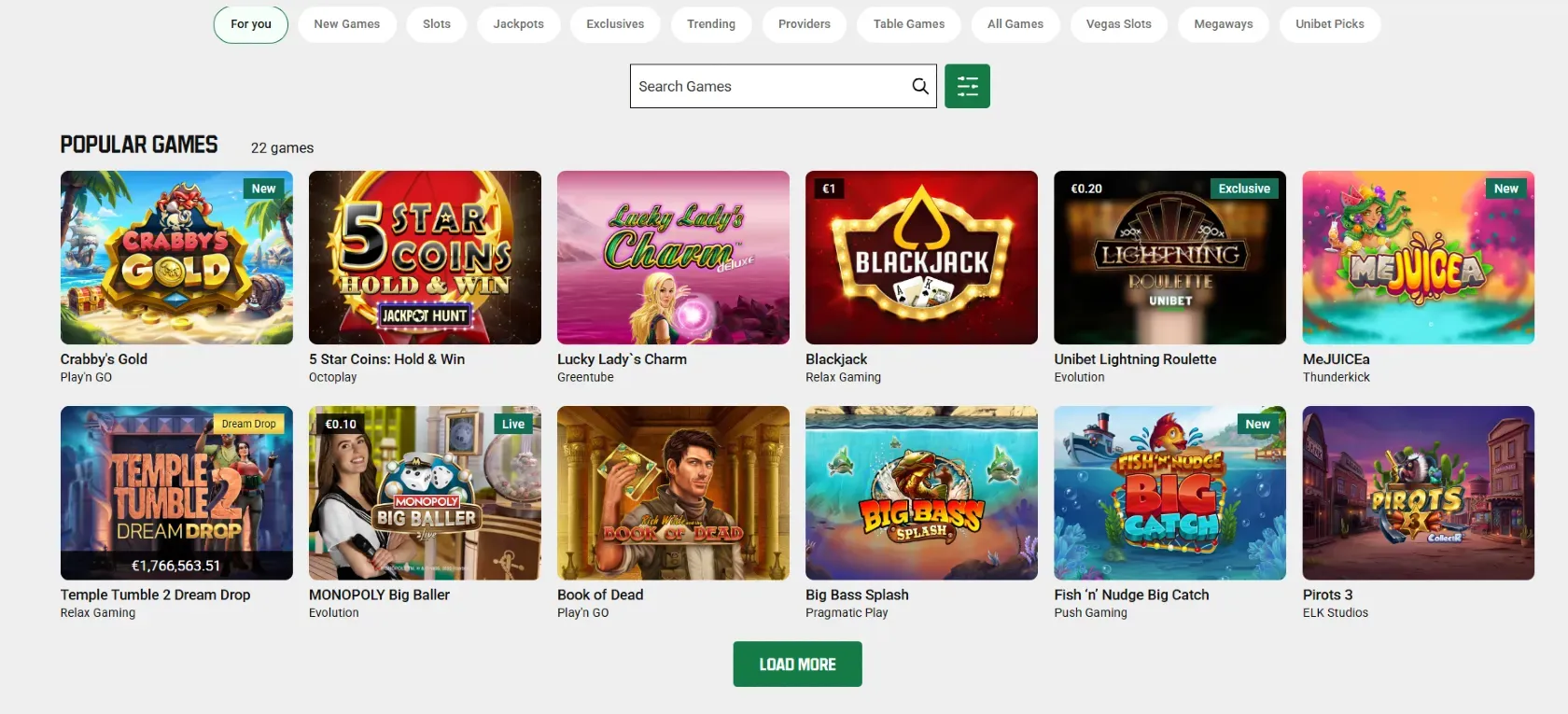 Unibet Casino Games