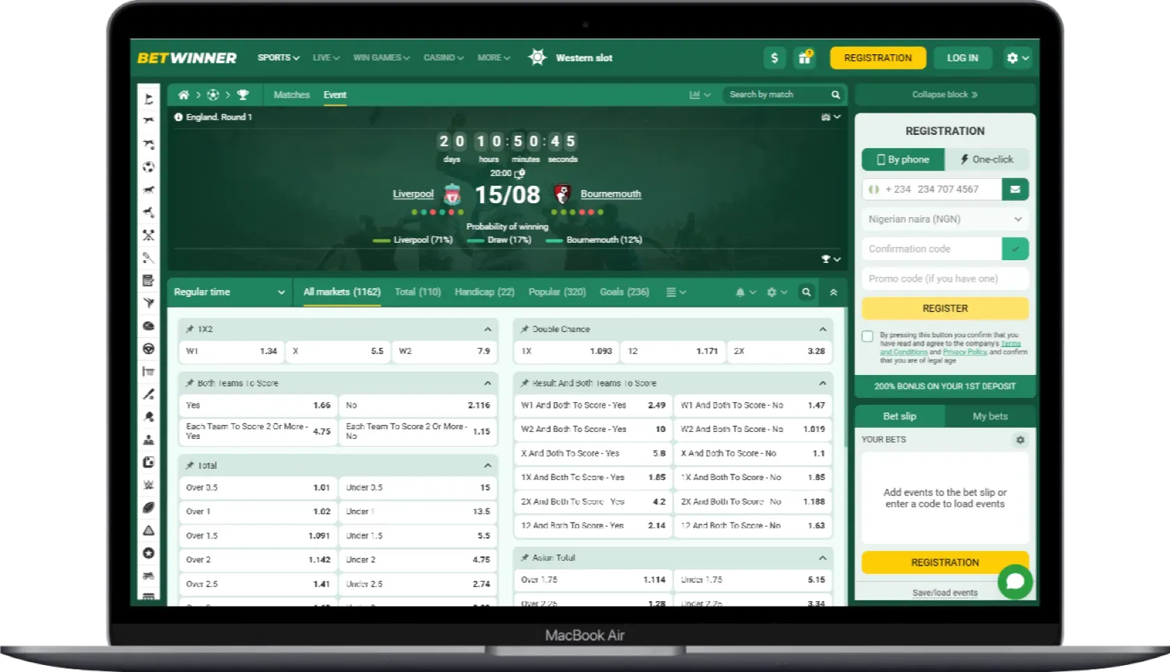 BetWinner Football Betting