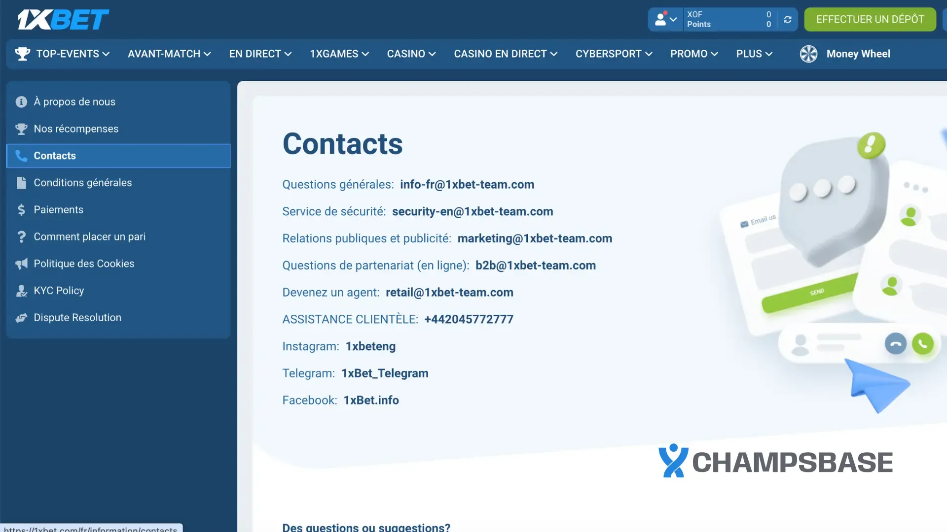 1xBet service client