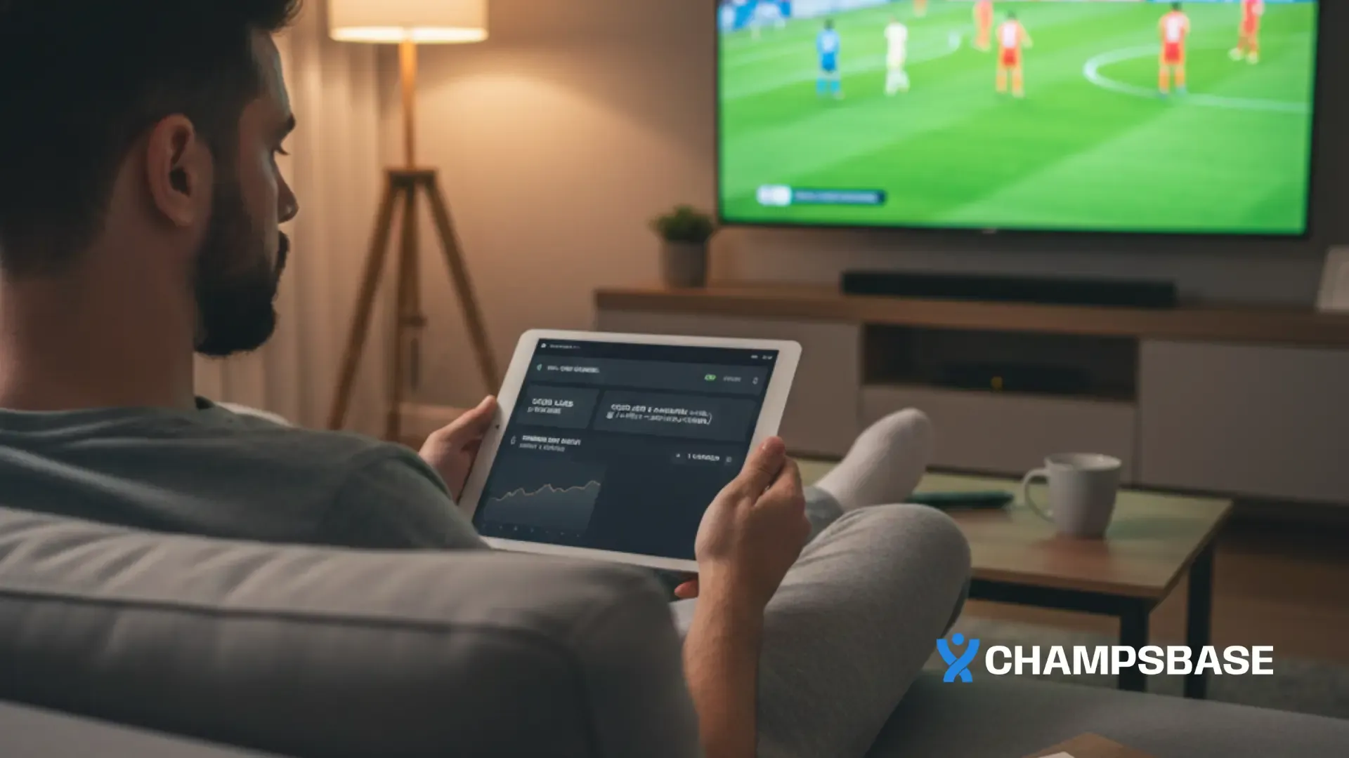 Apostador assiste a uma partida de futebol enquanto analisa os melhores palpites para o jogo