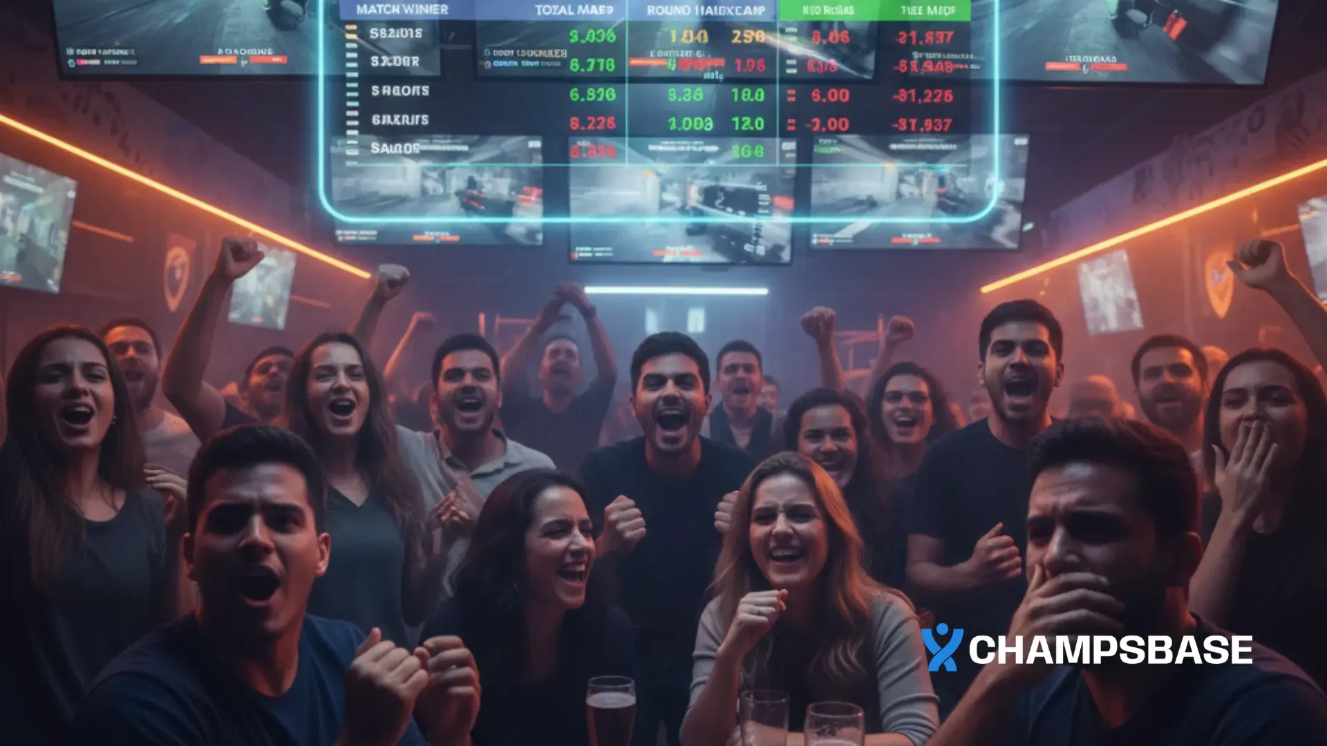 Pessoas em um bar demonstram reações distintas a um resultado em eSports