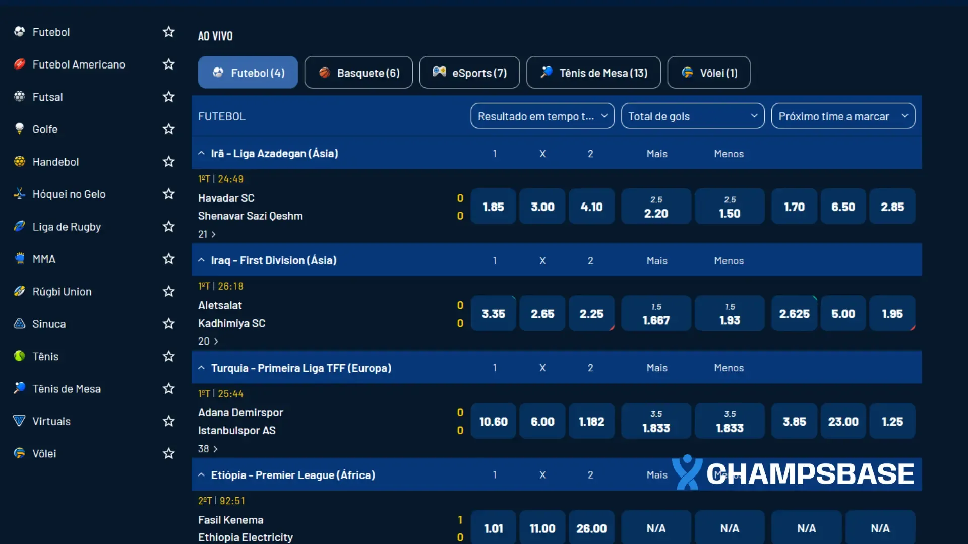 Página de apostas esportivas para eventos ao vivo no Galera Bet