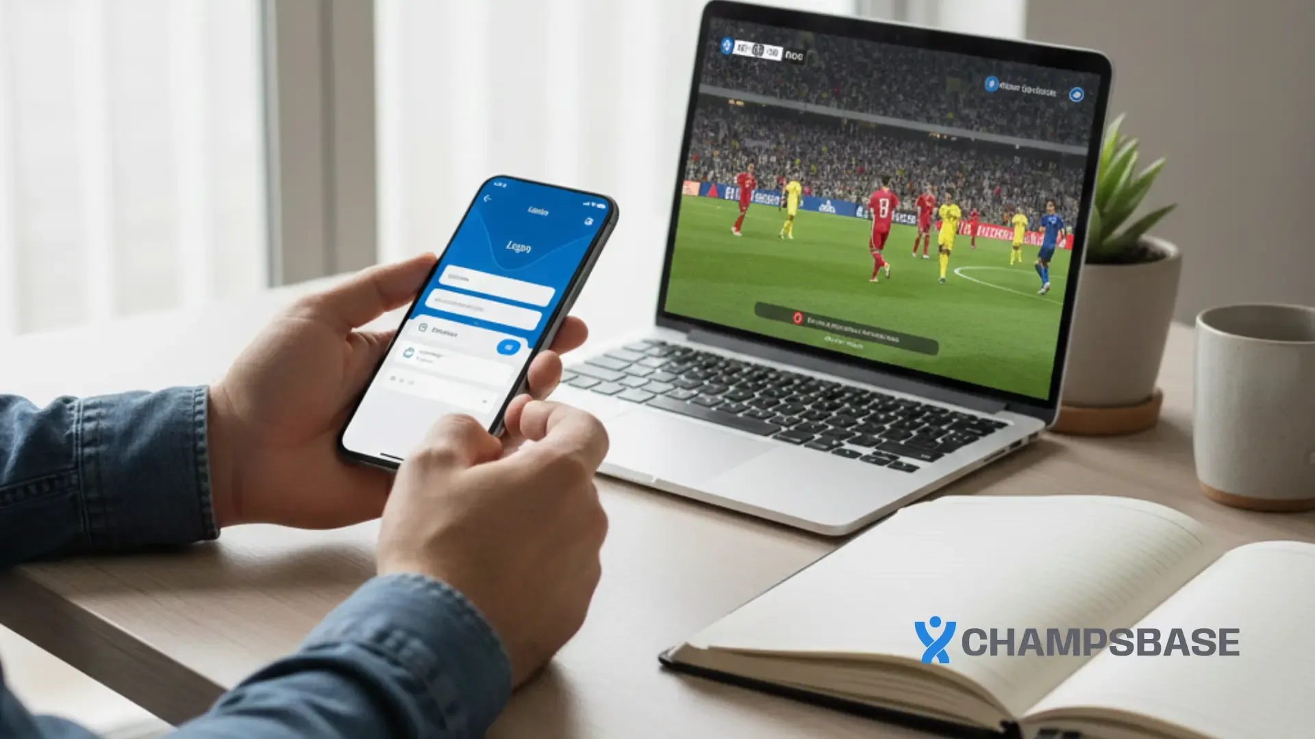 Homem tenta sacar seus ganhos pelo celular via Pix na Betnacional enquanto, ao fundo, acontece uma partida de futebol ao vivo