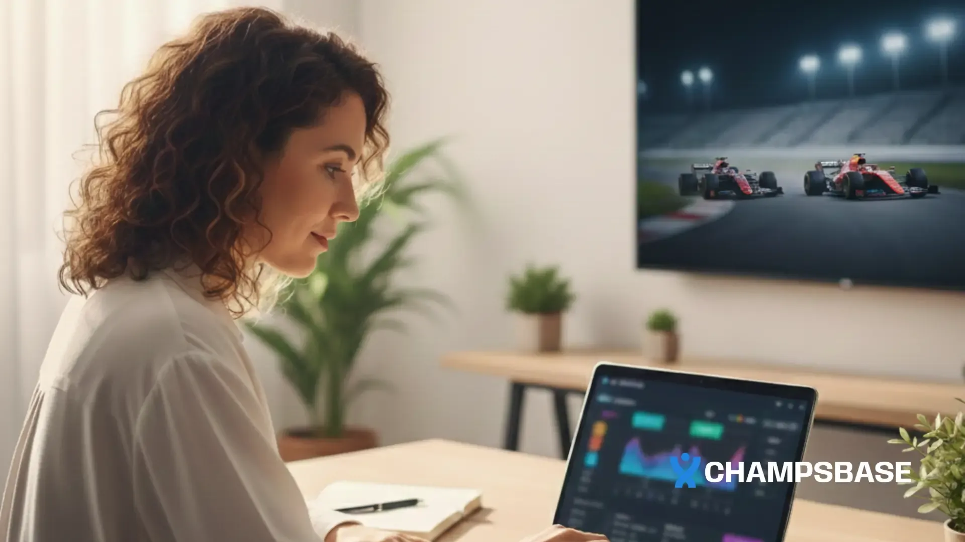 Mulher checa as odds, em seu computador, enquanto analisa a melhor estratégia para apostar na F1