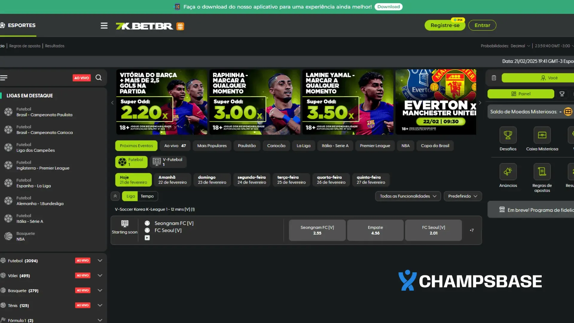 Homepage do site da 7KBet