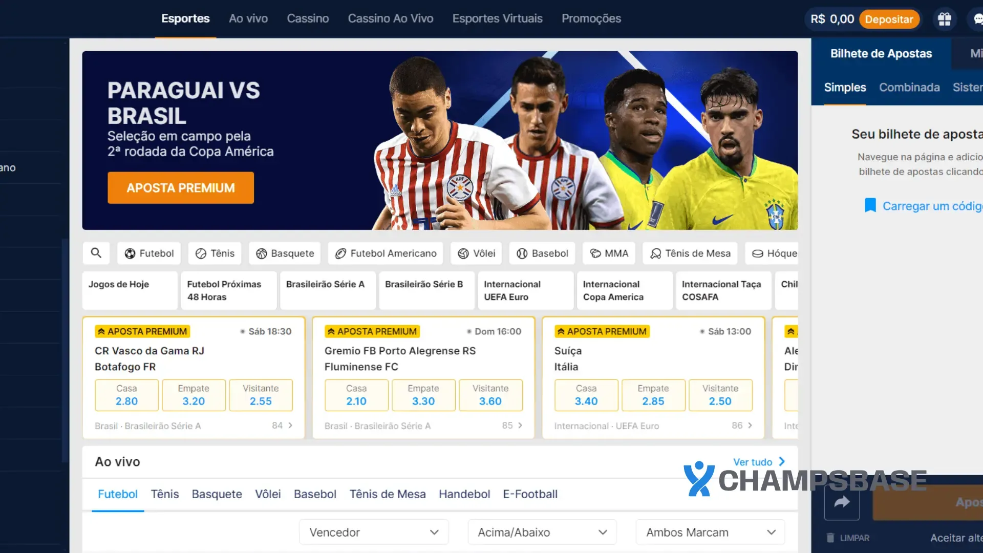 Homepage do site da Rivalo