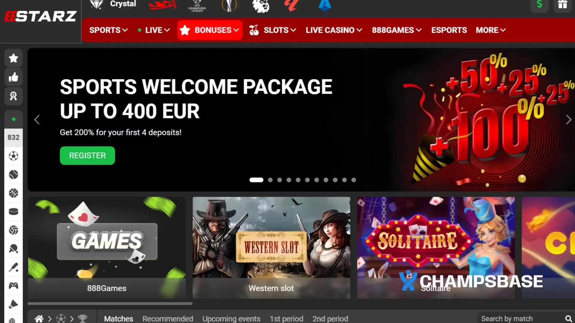 888Starz User Interface