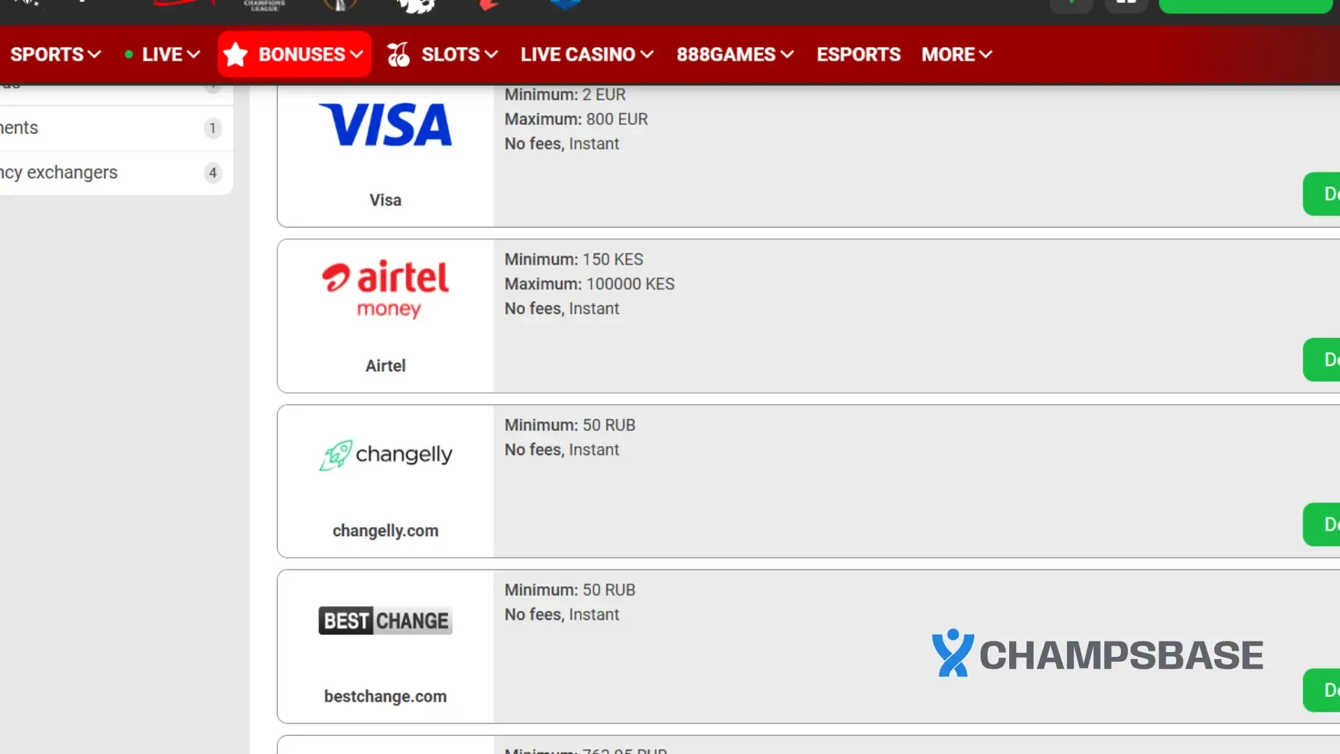 888Starz Payment Methods
