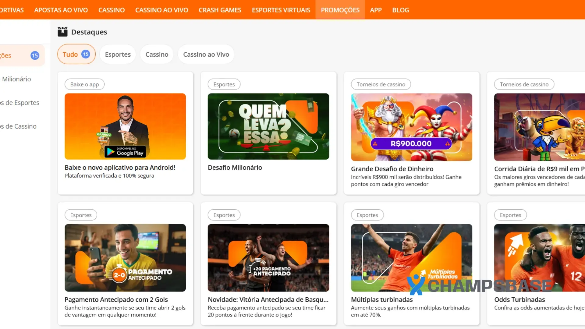 Página de bônus do site da Betsson