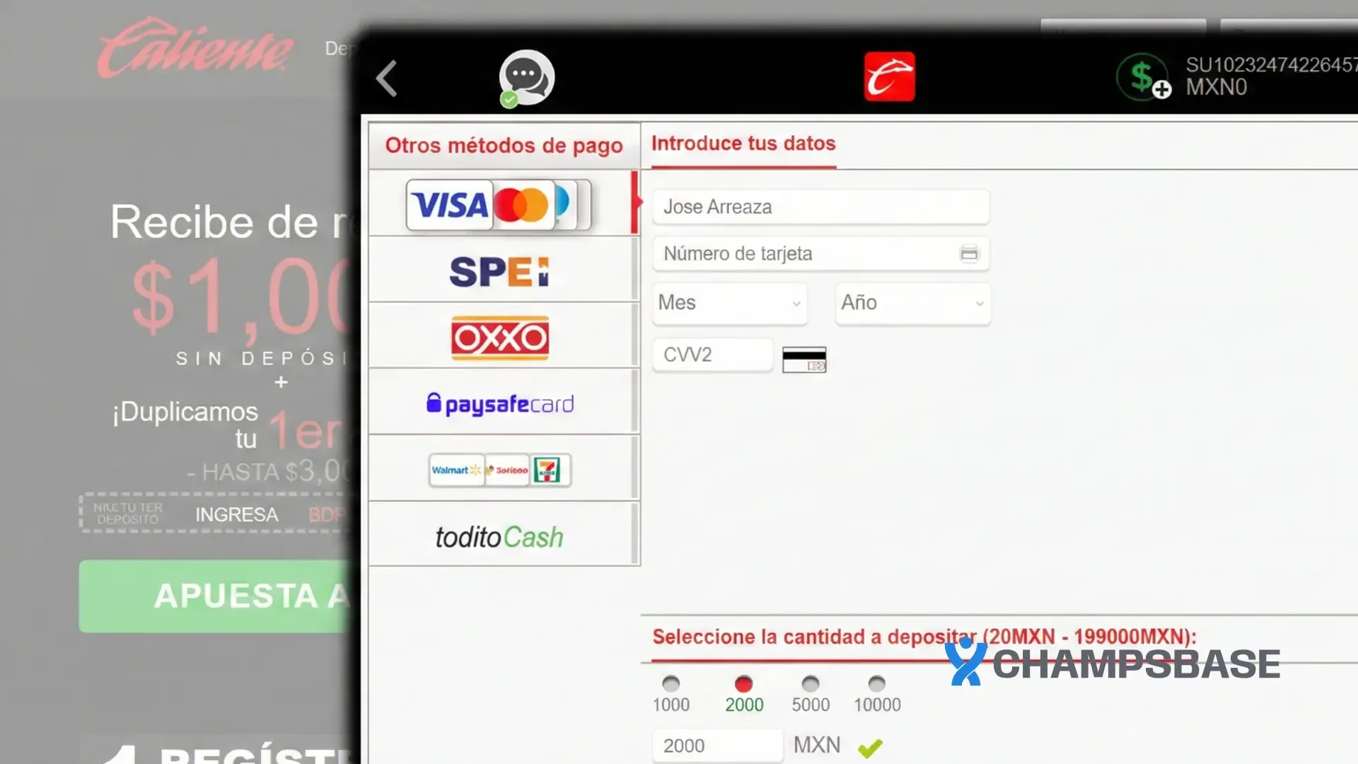 deposito caliente mexico