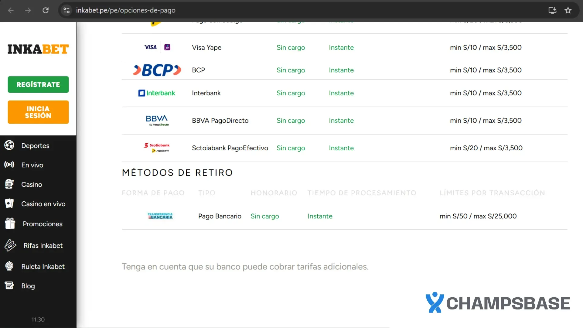 inkabet peru retiros