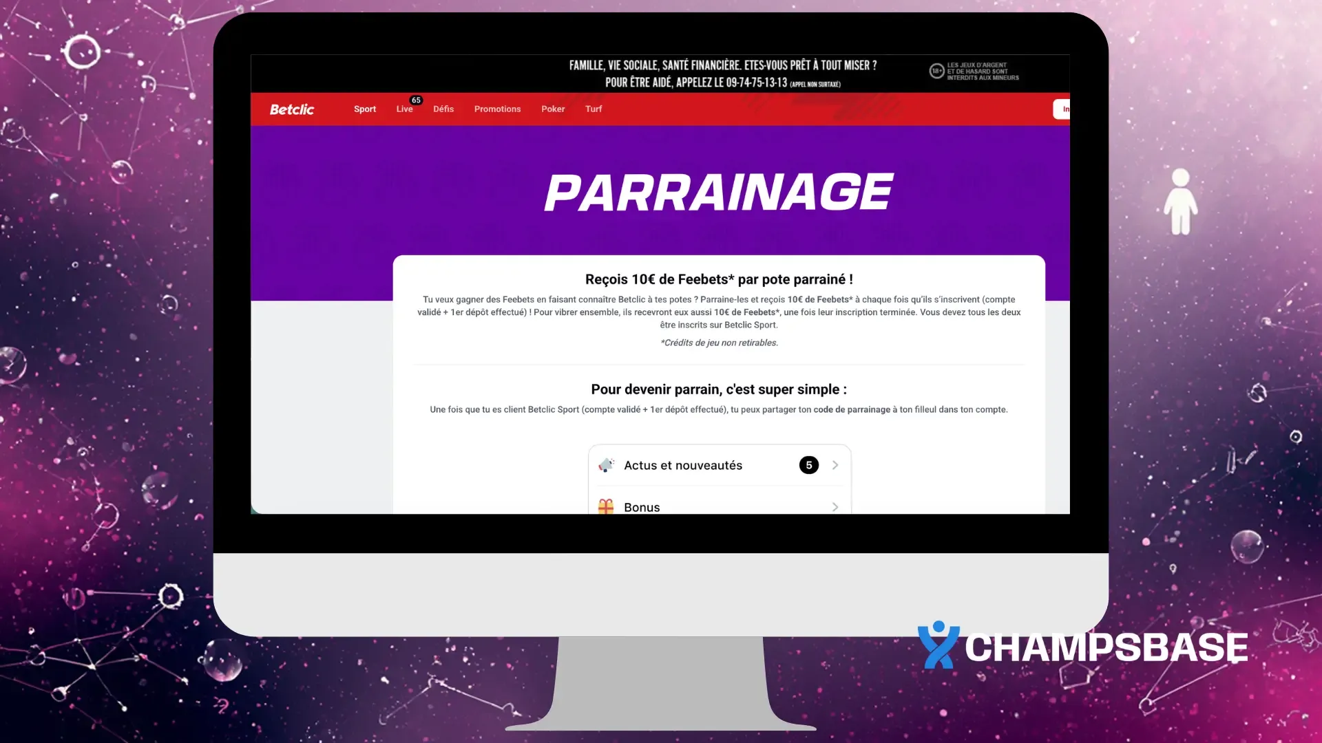 bonus sans dépôt betclic