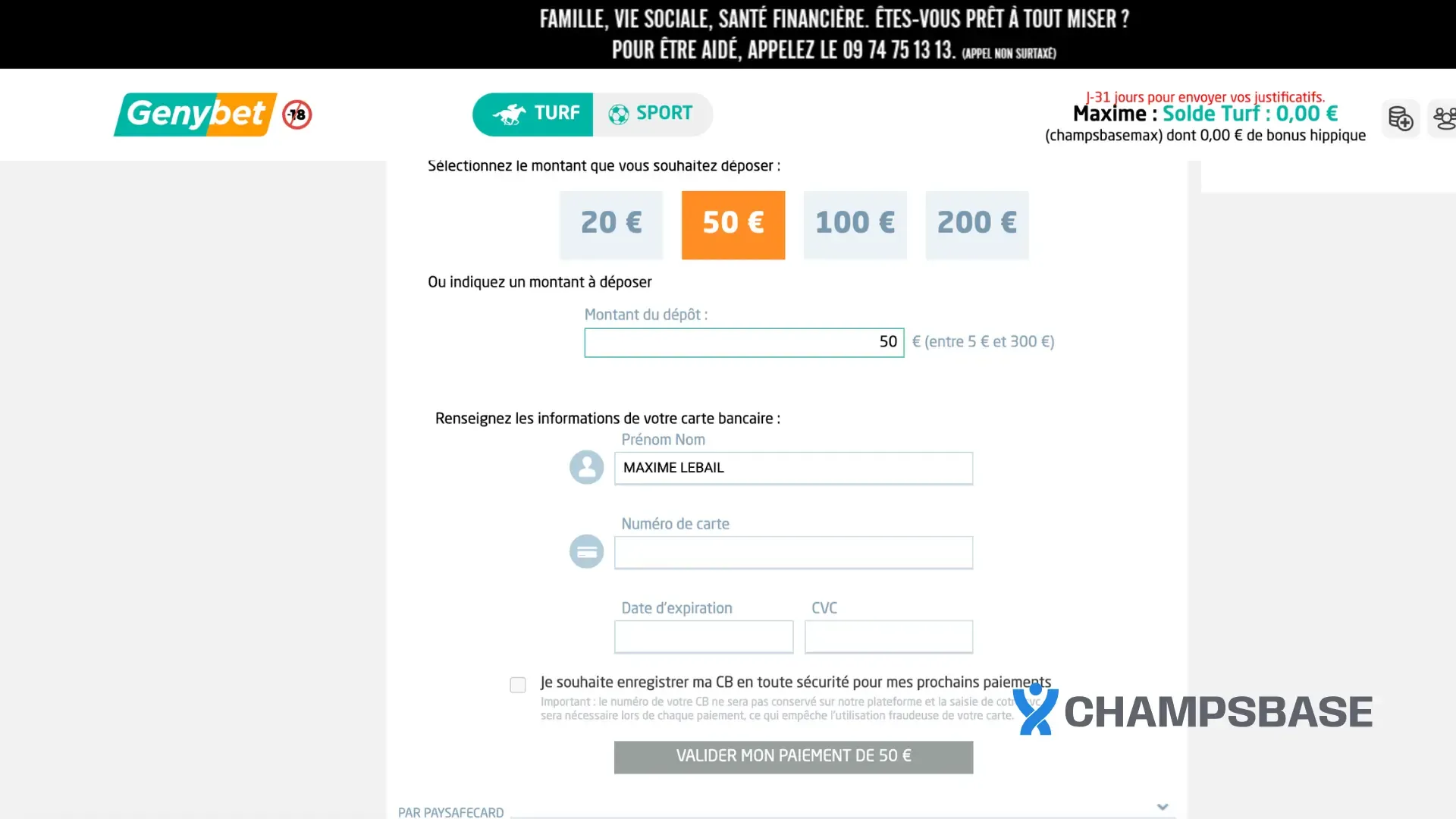 premier dépôt genybet