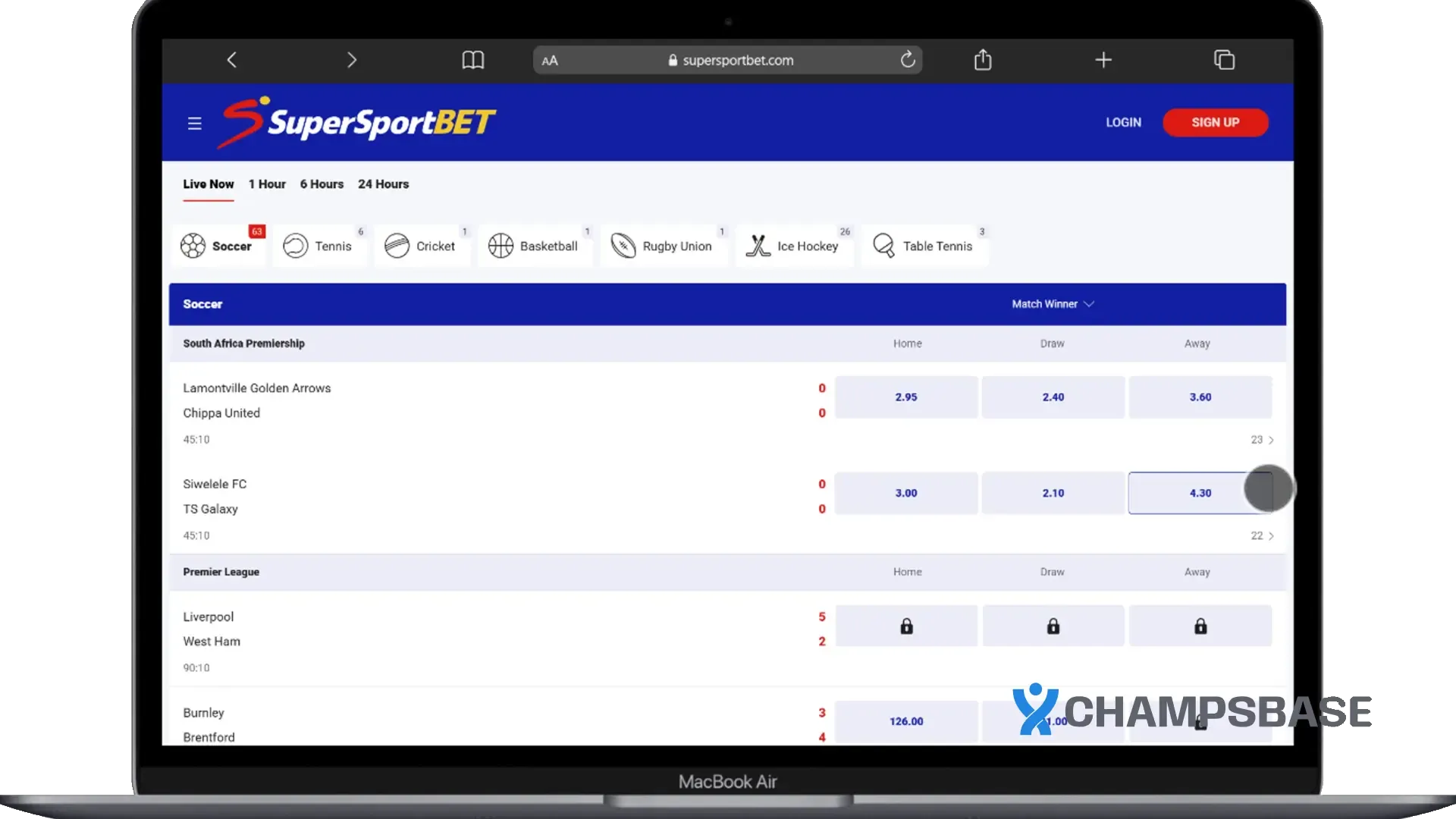 SupersportBet Live Betting