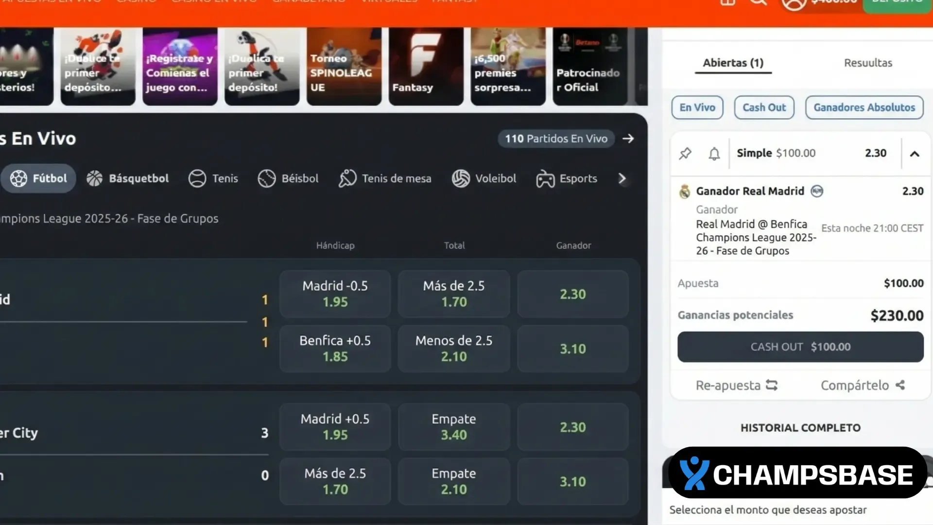 apostando en betano en champions league