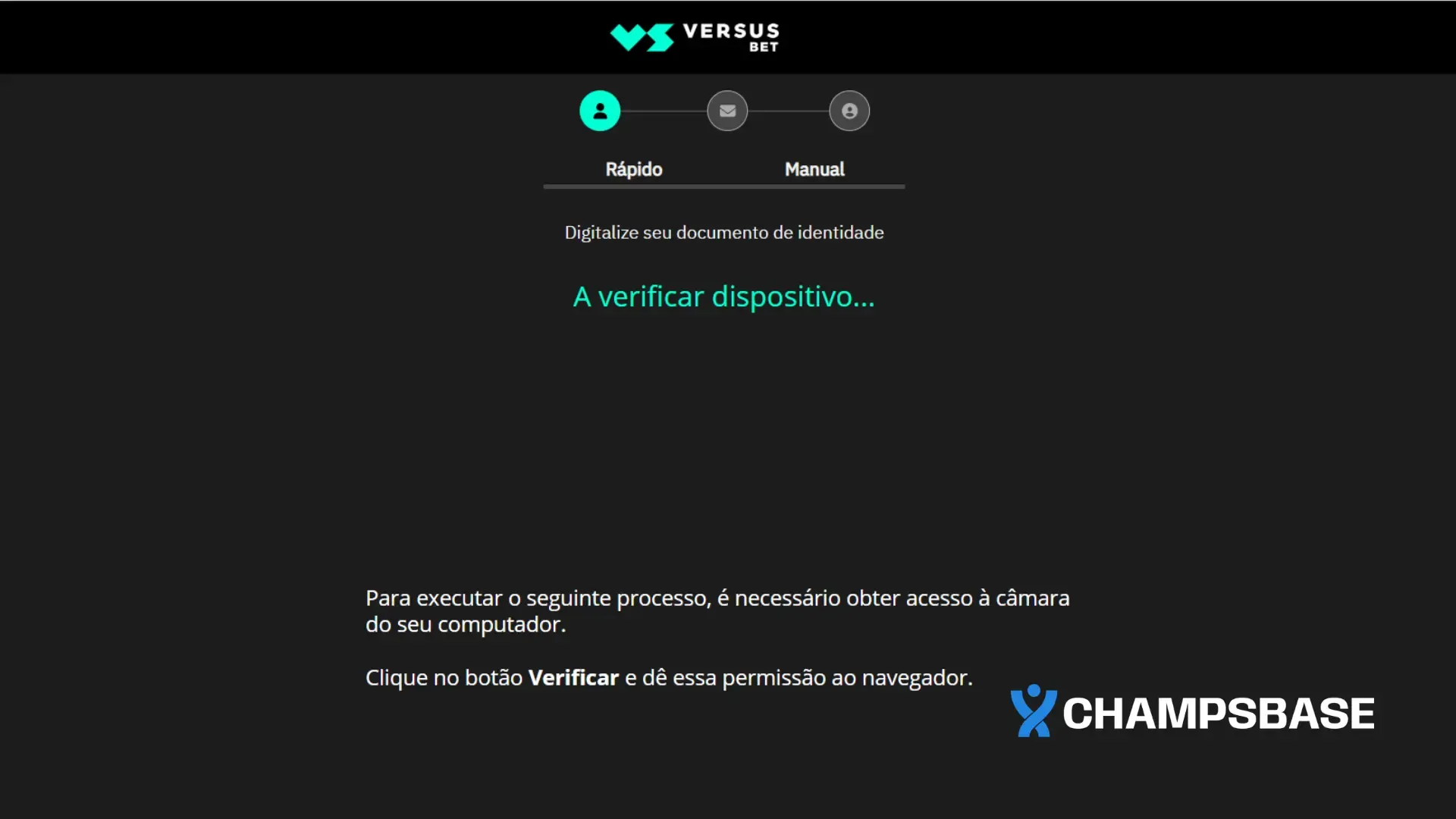 VERSUSBET Portugal verificar disposivito