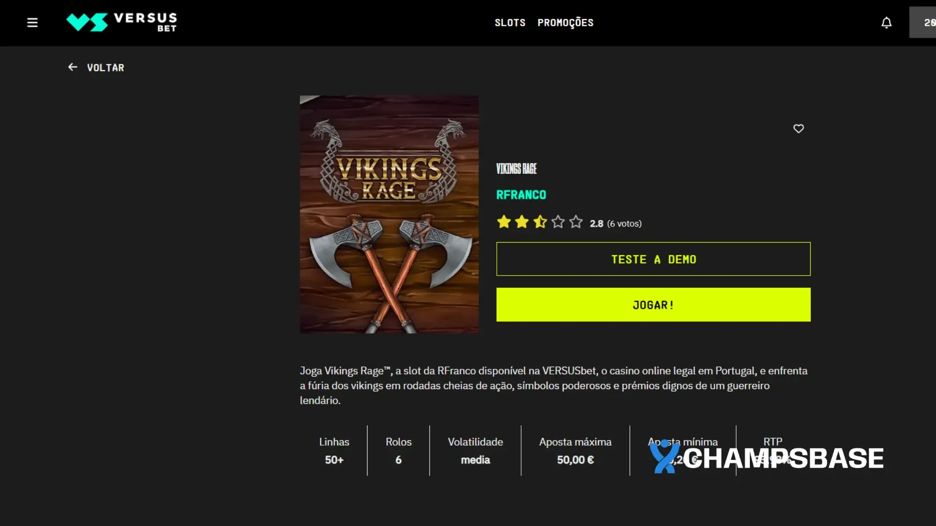 VERSUSBET Portugal vikings rage slot