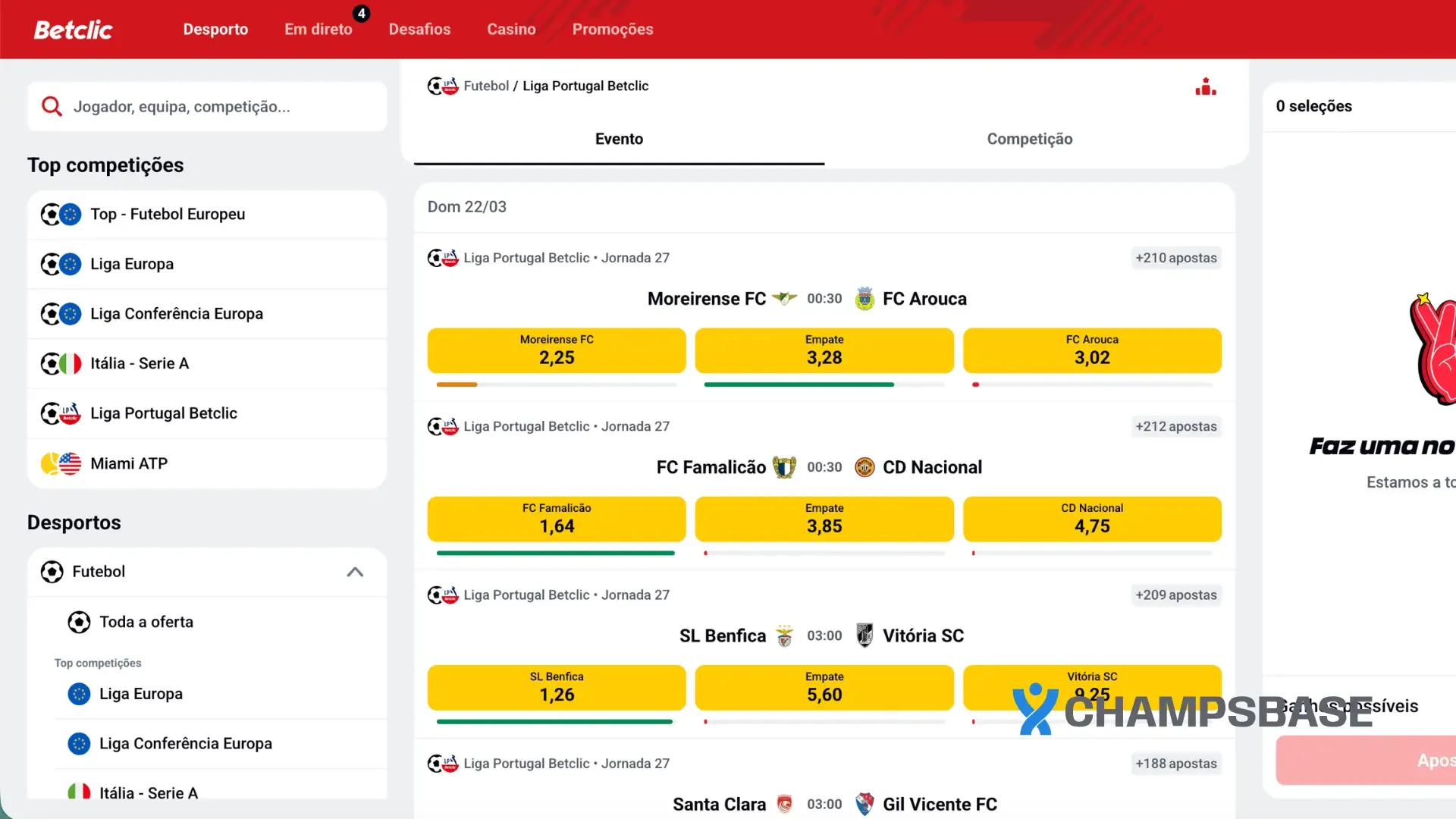 Apostas desportivas na Betclic portugal