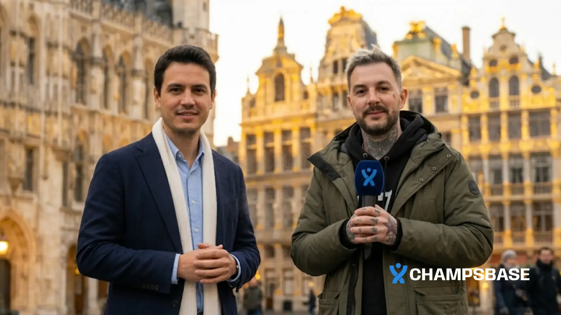 Fabrice et Maxime de Champsbase sur la Grand place de bruxelles