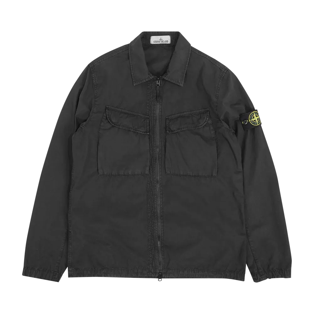 Stone Island 101WN Brushed Cotton Canvas T.CO+OLD Overshirt Black - 22FW