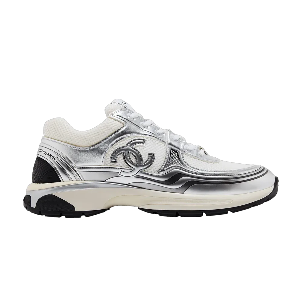 Chanel Sneakers Fabric Laminated & White Silver