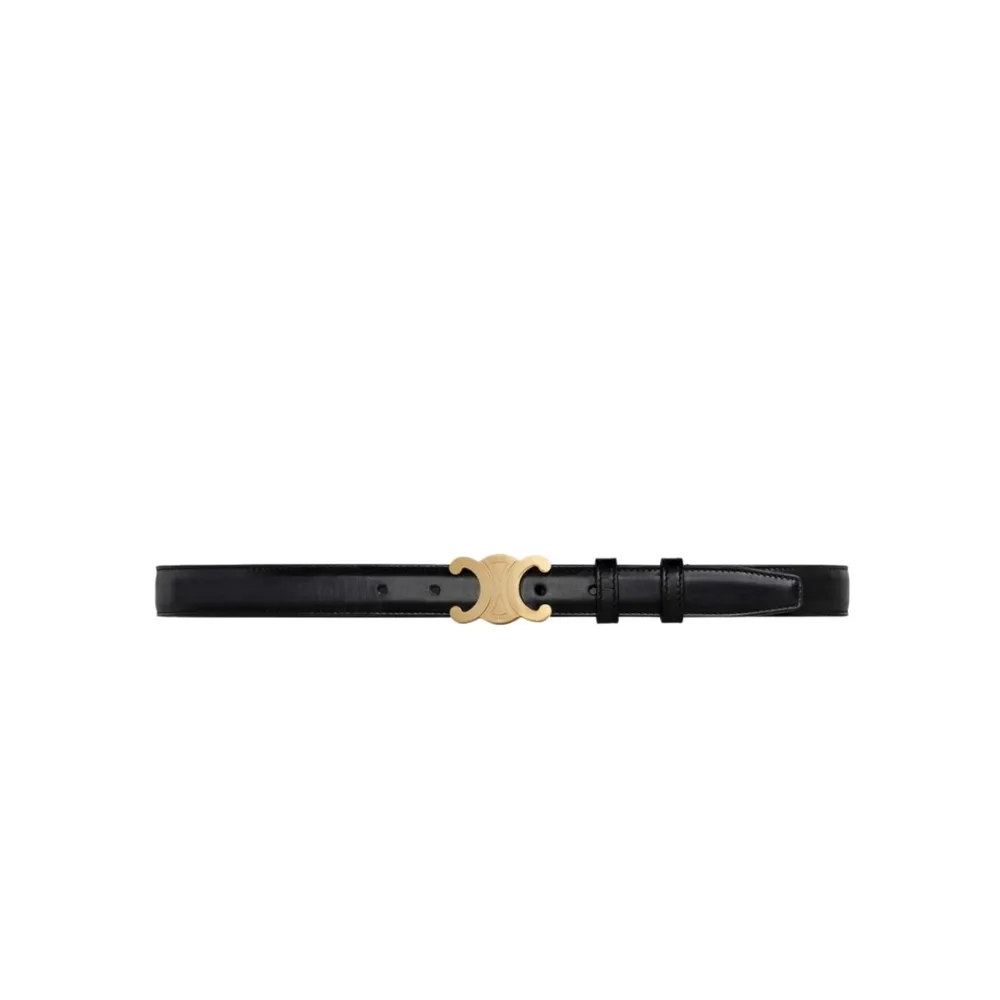 (W) Celine Medium Triomphe Belt in Taurillon Leather Black