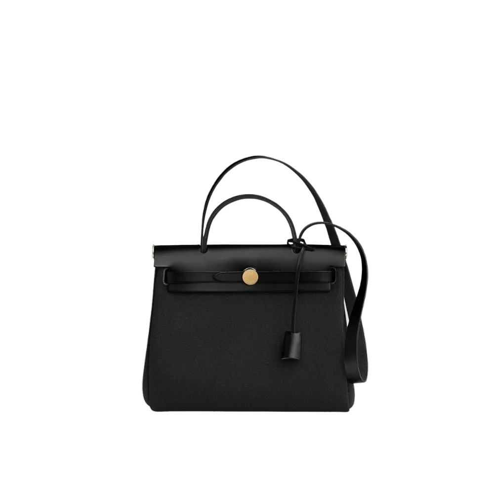Hermes Herbag Zip 31 Bag Retourne & Gold Noir
